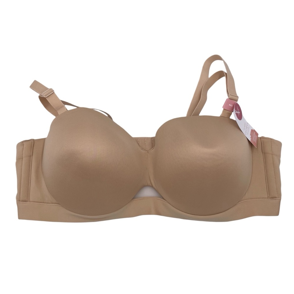 NEW Cacique Comfort Bliss Lightly Lined Multi-Way Strapless Bra Size 46C Tan